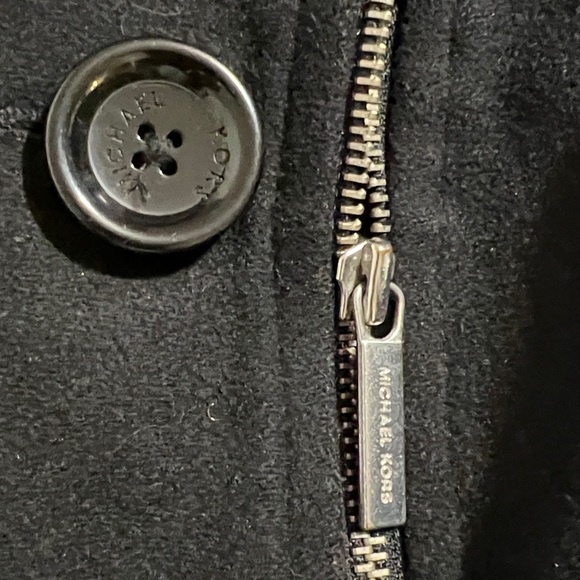 Michael Kors Wool Blend Double Breasted Button/Zip Pea Coat Black Size 8 - Picture 9 of 11